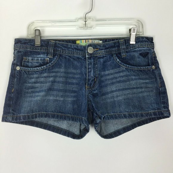 ROXY Pants - Roxy 9 Blue Denim Booty Shorts Womens Pockets